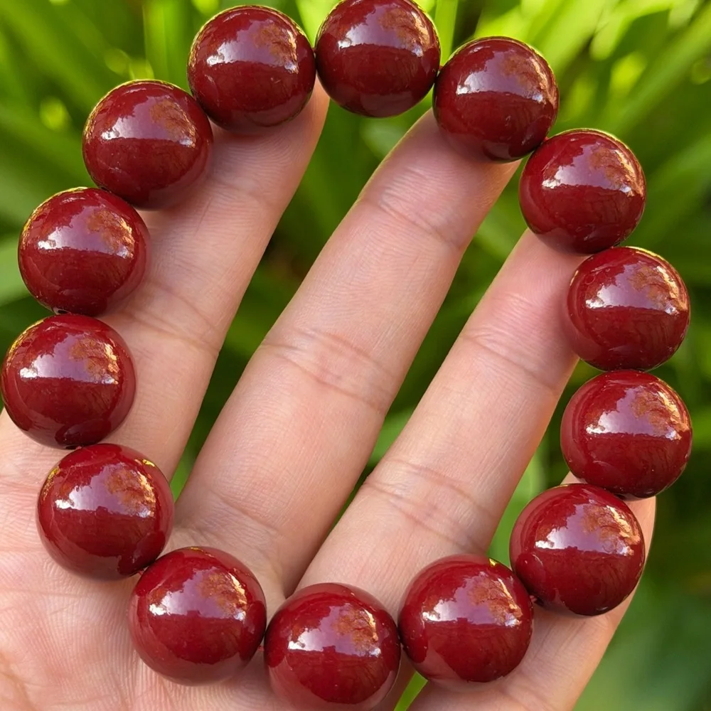16mm‎ stretchable cinnabar bracelet 0872